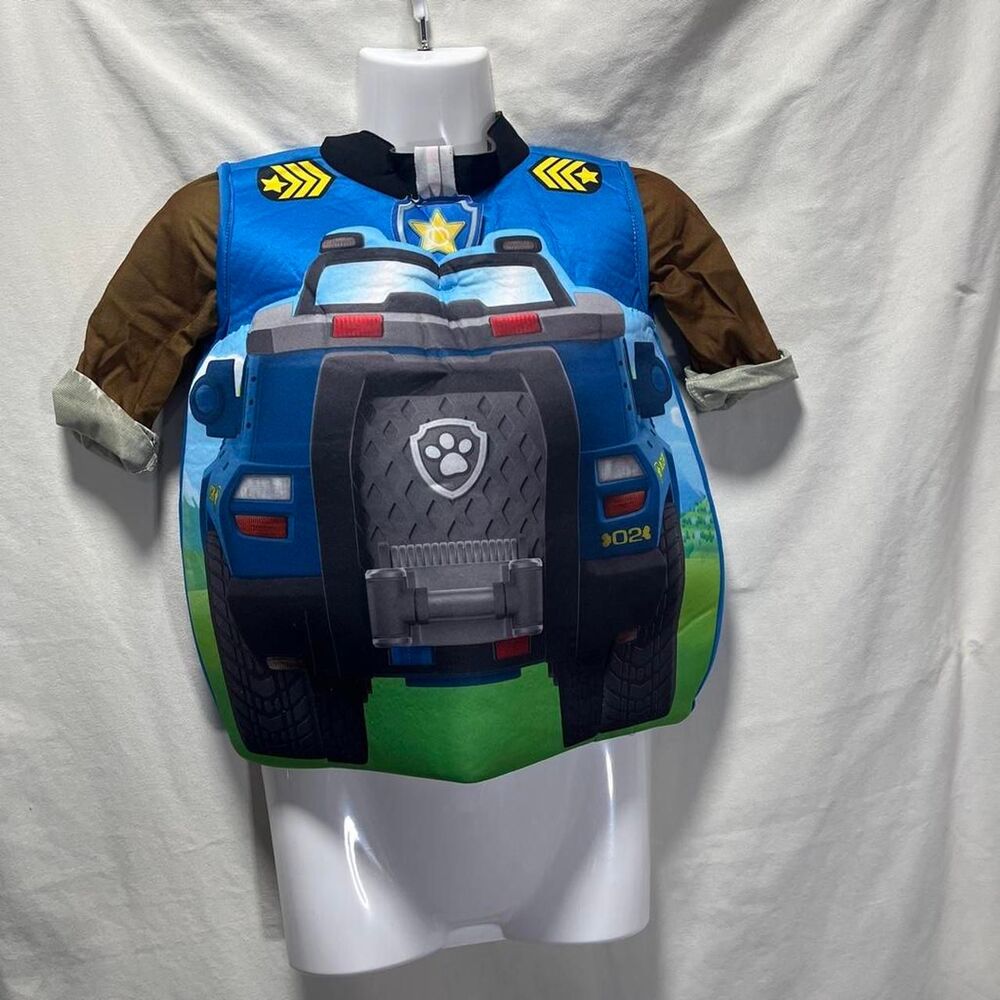 Paw Patrol Chase Police Car Costume Shirt with blue police car missing hat XS